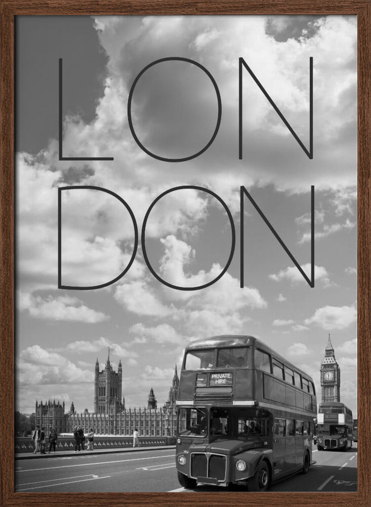 Busses in London | Text & Skyline Poster